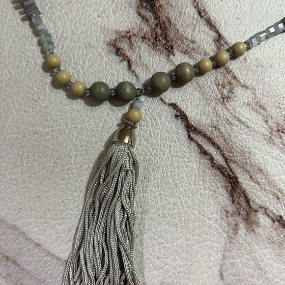 LOFT Silver Tone Crystal Tussle Necklace - Picture 6 of 6